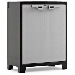 Keter Titan Low Indoor Garage Utility Multi purpose Cabinet - Black-Grey
