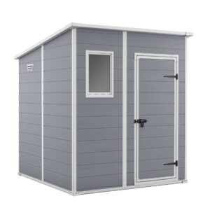 Keter Manor Pent Garden Storage Shed 6 x 6 feet - Grey, 200.6 cm*183.5 cm*183.0 cm