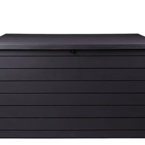 Keter Ontario XXL Cushion Box, Storage Box, Anthracite, 870 Litres, Wood Look with Gas Pressure Springs, Approx. 146 x 82 x 86 (H) cm